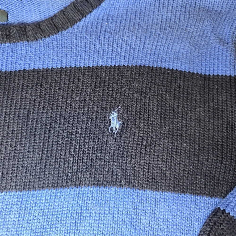 vintage Polo by Ralph Lauren blue and navy broad-striped cotton Sweater Xl O1